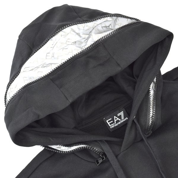 新品【XXLサイズ】EA7 エンポリオ・アルマーニ フード ジップ ロゴ パーカー/ブラック/6LPM88 PJ07Z 1200_画像8