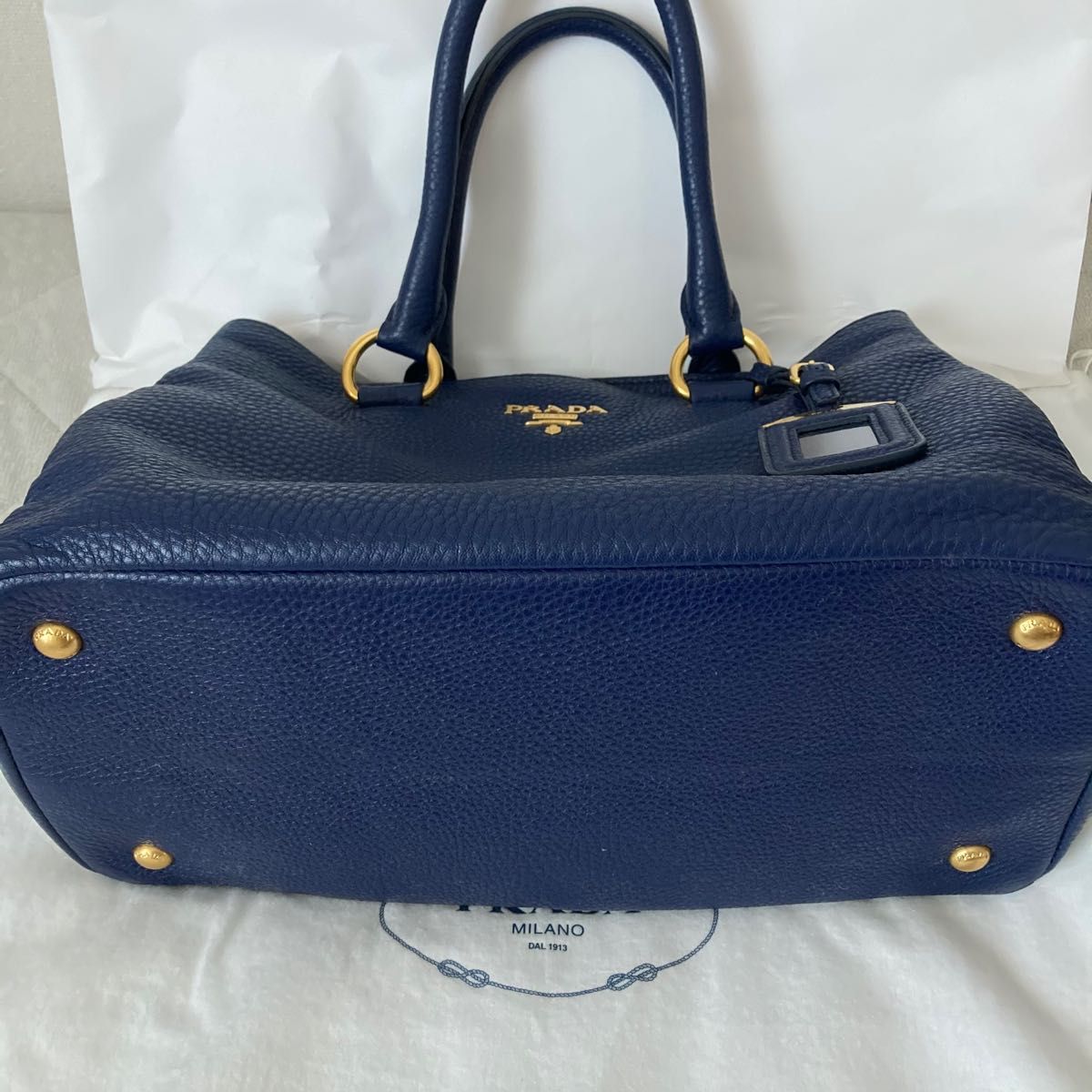 新品♪PRADA ネイビー　レザーハンドバッグ 2way トートバッグ　プラダ