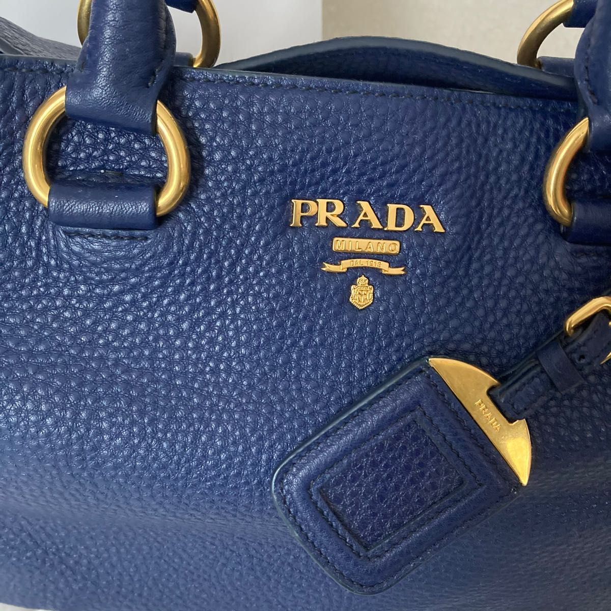 新品♪PRADA ネイビー　レザーハンドバッグ 2way トートバッグ　プラダ