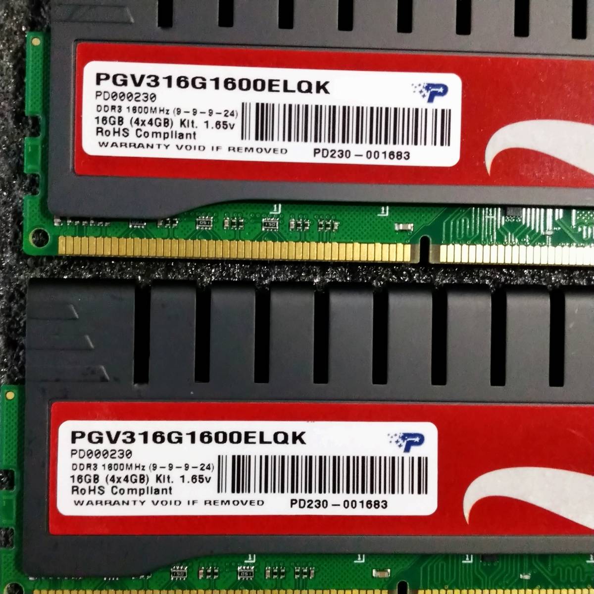 【中古】DDR3メモリ 16GB[4GB4枚組] Patriot G Sector 5PGV316G1600ELQK [DDR3-1600 PC3-12800]
