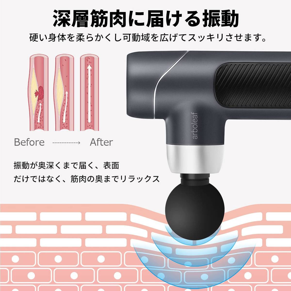 なります breo 筋膜リリースガン 筋肉リラック ミニ 静音 3段階振動