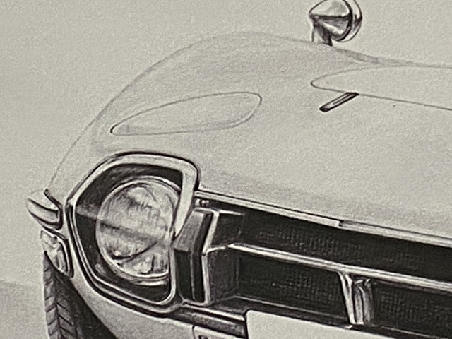 TOYOTA Toyota 2000GT previous term front [ pencil sketch ] famous car old car illustration A4 size amount attaching autographed 