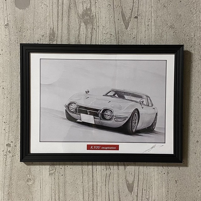 TOYOTA Toyota 2000GT previous term front [ pencil sketch ] famous car old car illustration A4 size amount attaching autographed 