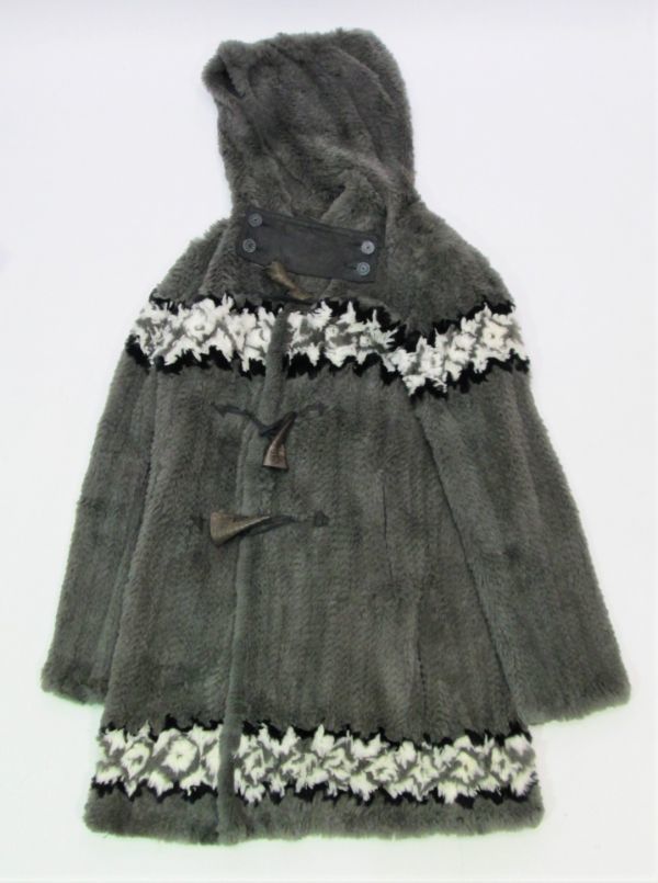 正規品 ISAMUKATAYAMA BACKLASH ラビットファー ダッフルコート イサムカタヤマ バックラッシュ 毛皮COAT レザージャケット 2 HB-17_画像2
