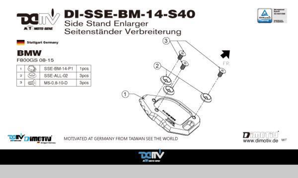  including carriage DIMOTIV di-sse-bm-14-s40-k side stand end BMW F800GS(S40) 08-18 black 
