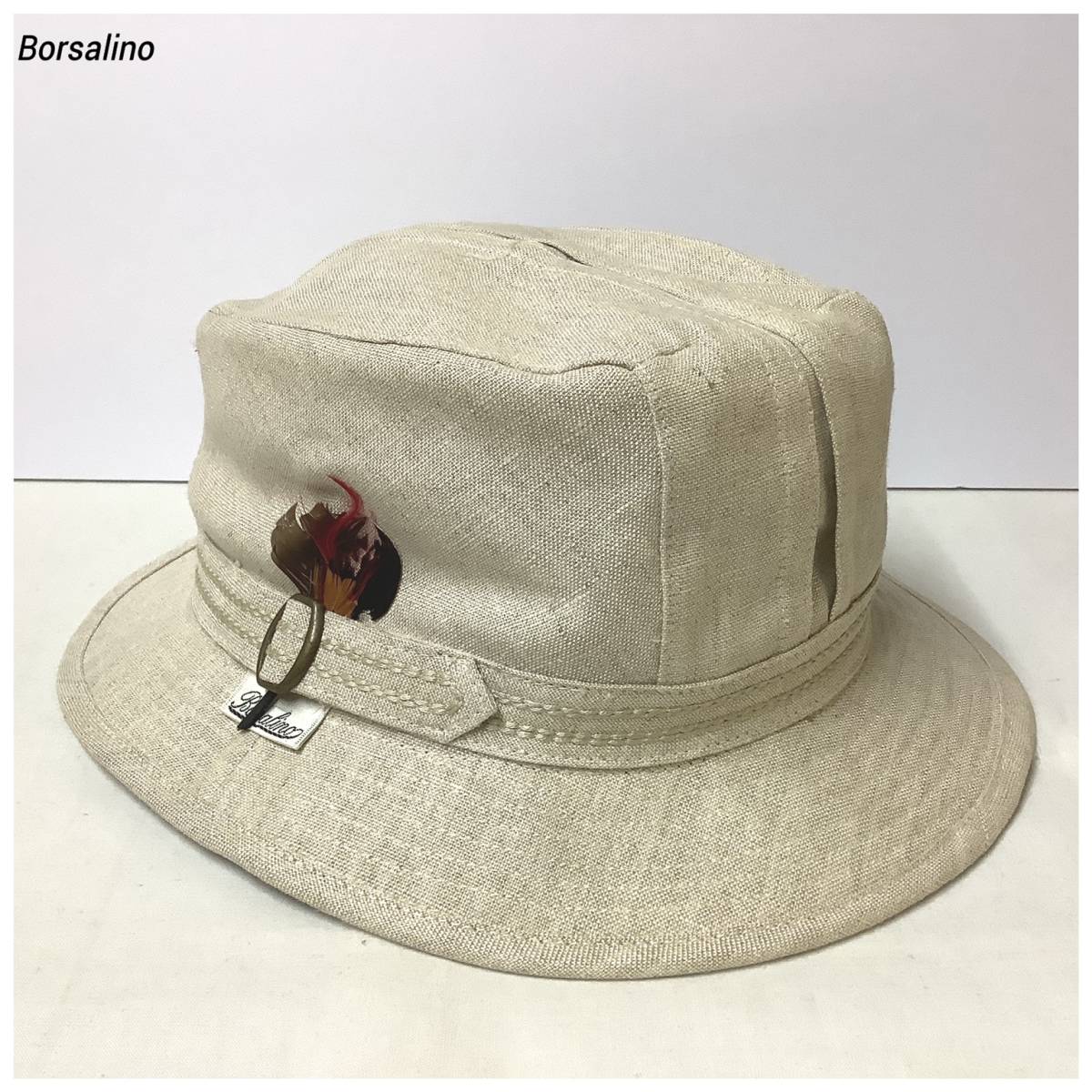 女性が喜ぶ♪ ☆未使用☆ Borsalino ボルサリーノ ハット 帽子 麻 L 58