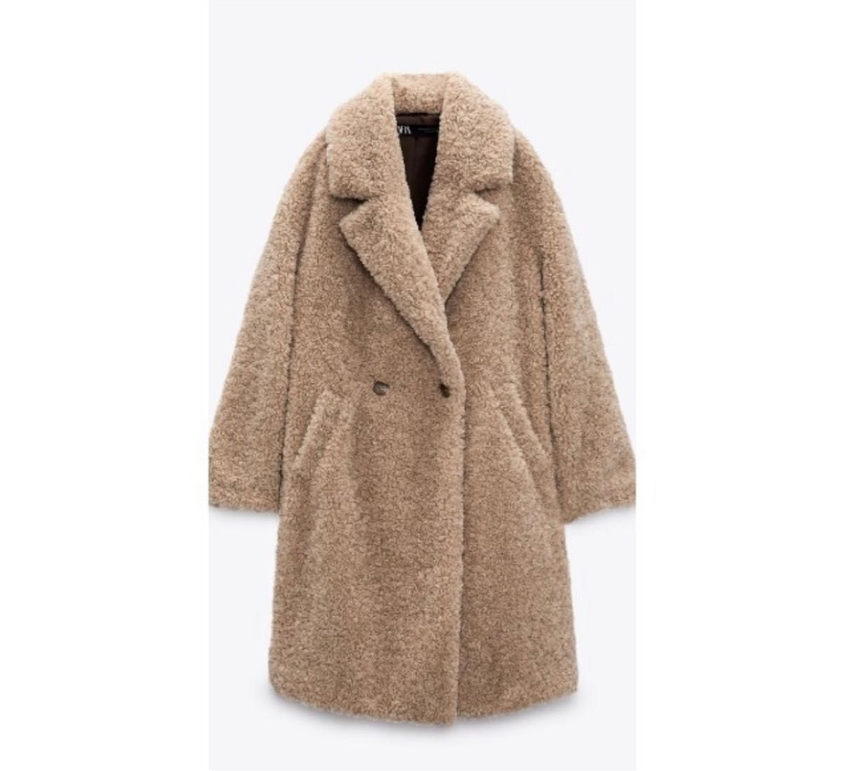 美品】ZARA プードル風 テディベア風フェイクファーコート 美品】ZARA プードル風 テディベア風フェイクファーコート