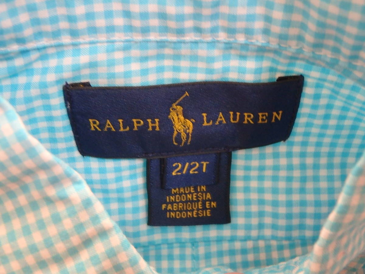 *POLO RALPH LAUREN Ralph Lauren = long sleeve check shirt =2T unused goods dirt equipped 