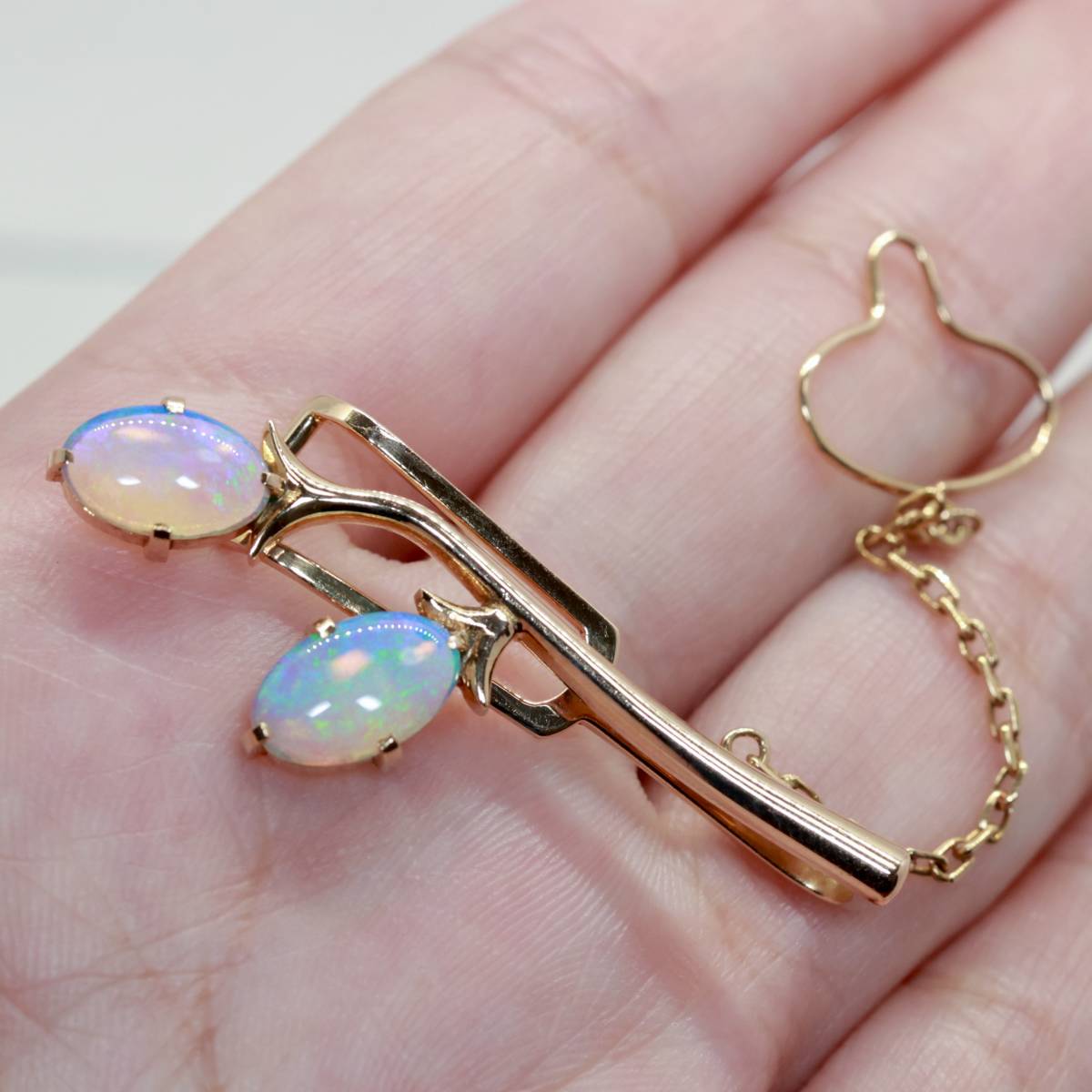 K18 陽刻 オパール タイピン 和製アンティーク ヴィンテージ