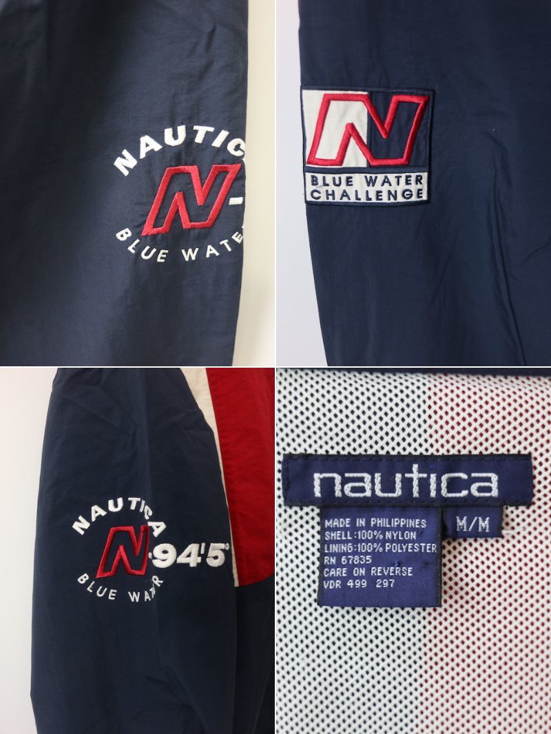 90s NAUTICA Nautica N-94\'5 BLUE WATER CHALLENGEse- ring jacket ( men's M)k Lazy pattern rare 