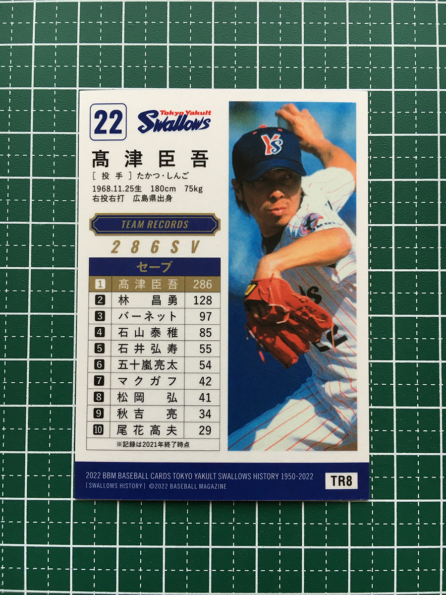 ★BBM 2022 プロ野球 東京ヤクルトスワローズヒストリー 1950-2022 #TR8 高津臣吾 インサートカード「球団記録」★_画像2