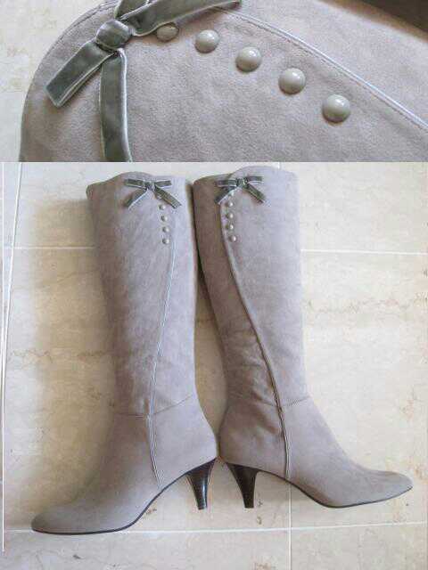 * boots * ribbon * suede * gray ju*