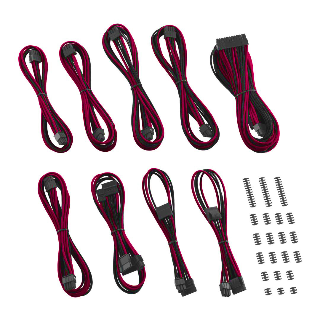 CableMod C-Series ModMesh Classic Cable Kit for Corsair RMi RMx RM (Black Label) Black Blood Red Set / ケーブル メッシュ コルセア