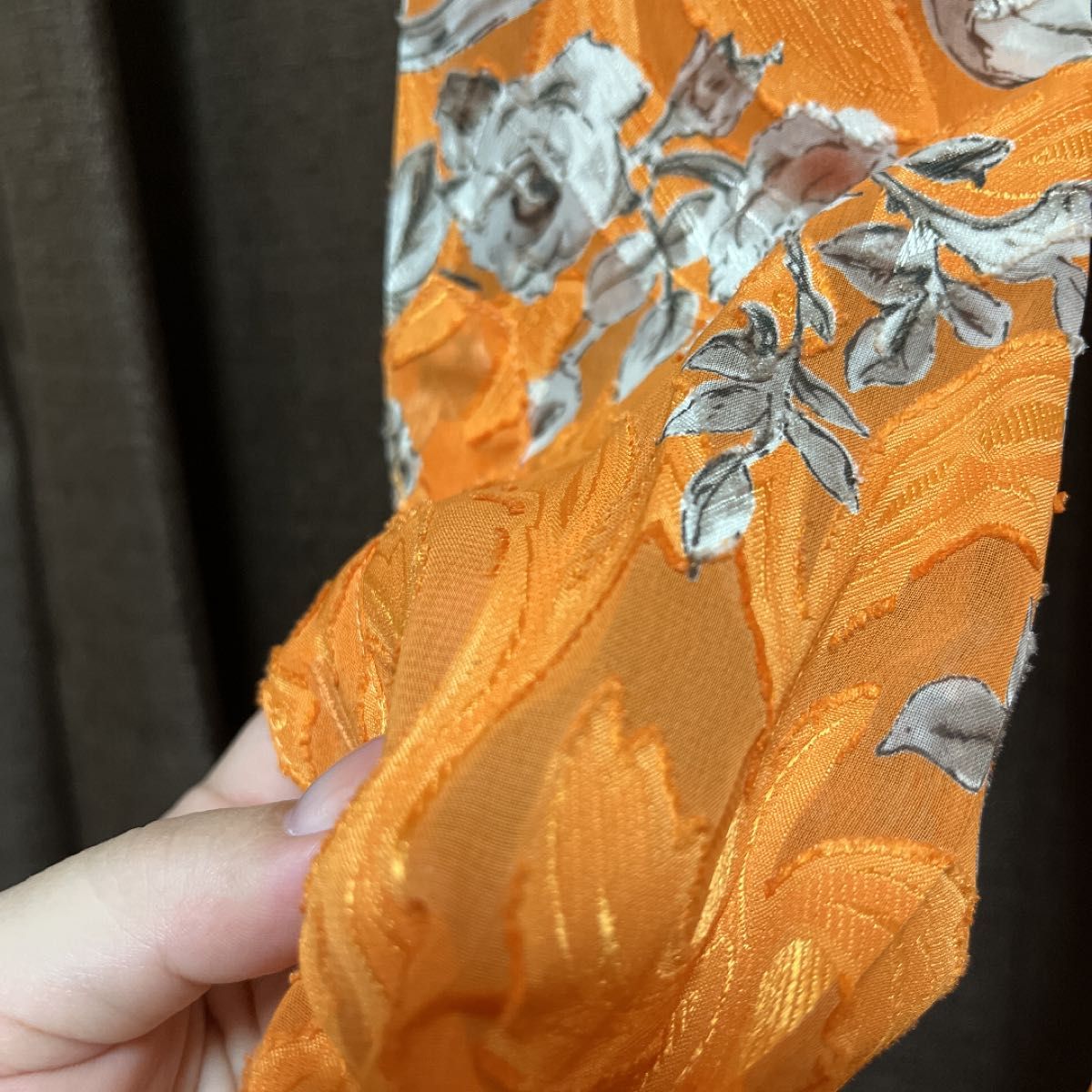 【トルネードマート】シースルー　シャツ　花柄　オレンジ