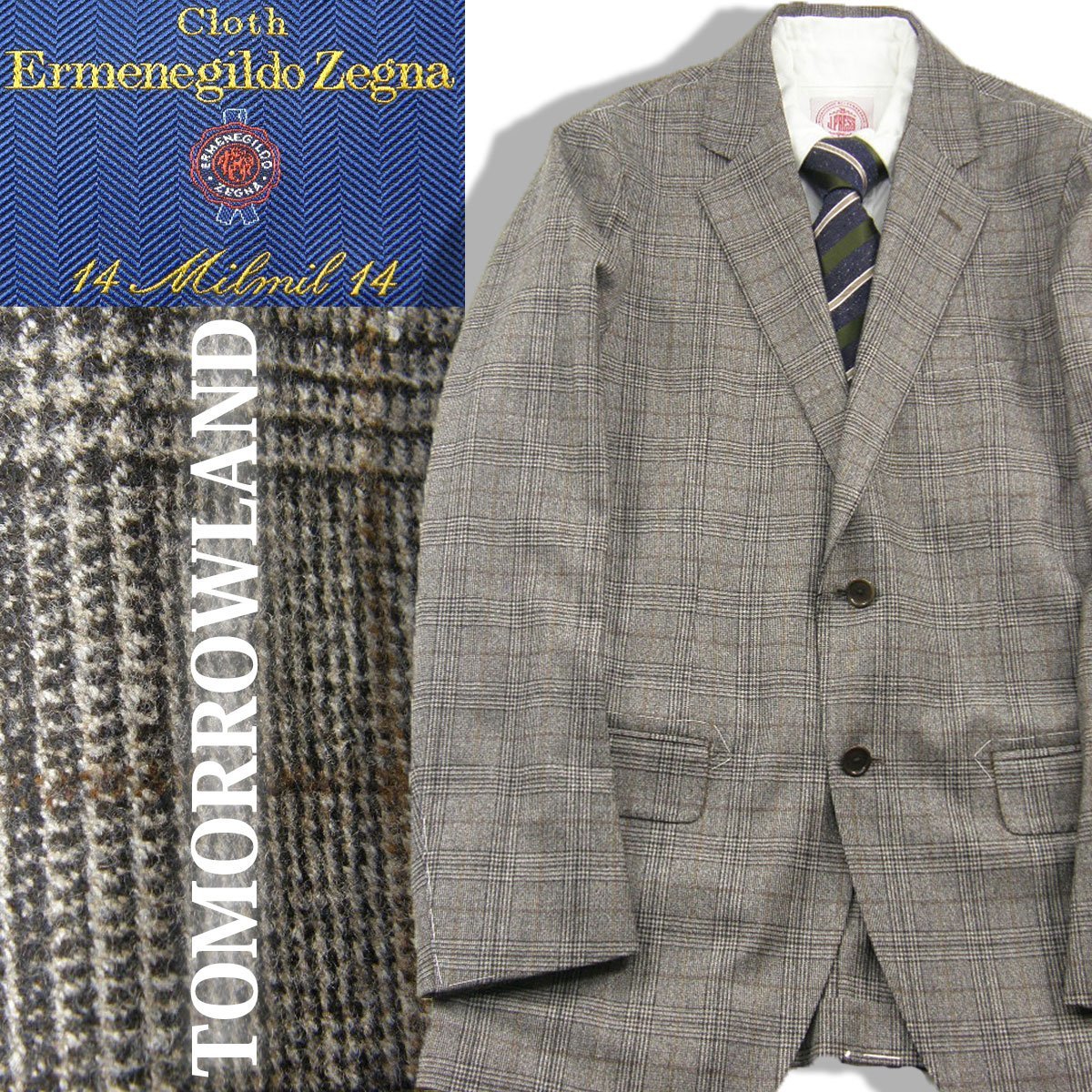 新品 TOMORROWLAND PILGRIM × Ermenegildo Zegna 【ウール カシミヤ】フランネル 2B 秋冬 スーツ ★342142 トゥモローランド ゼニア