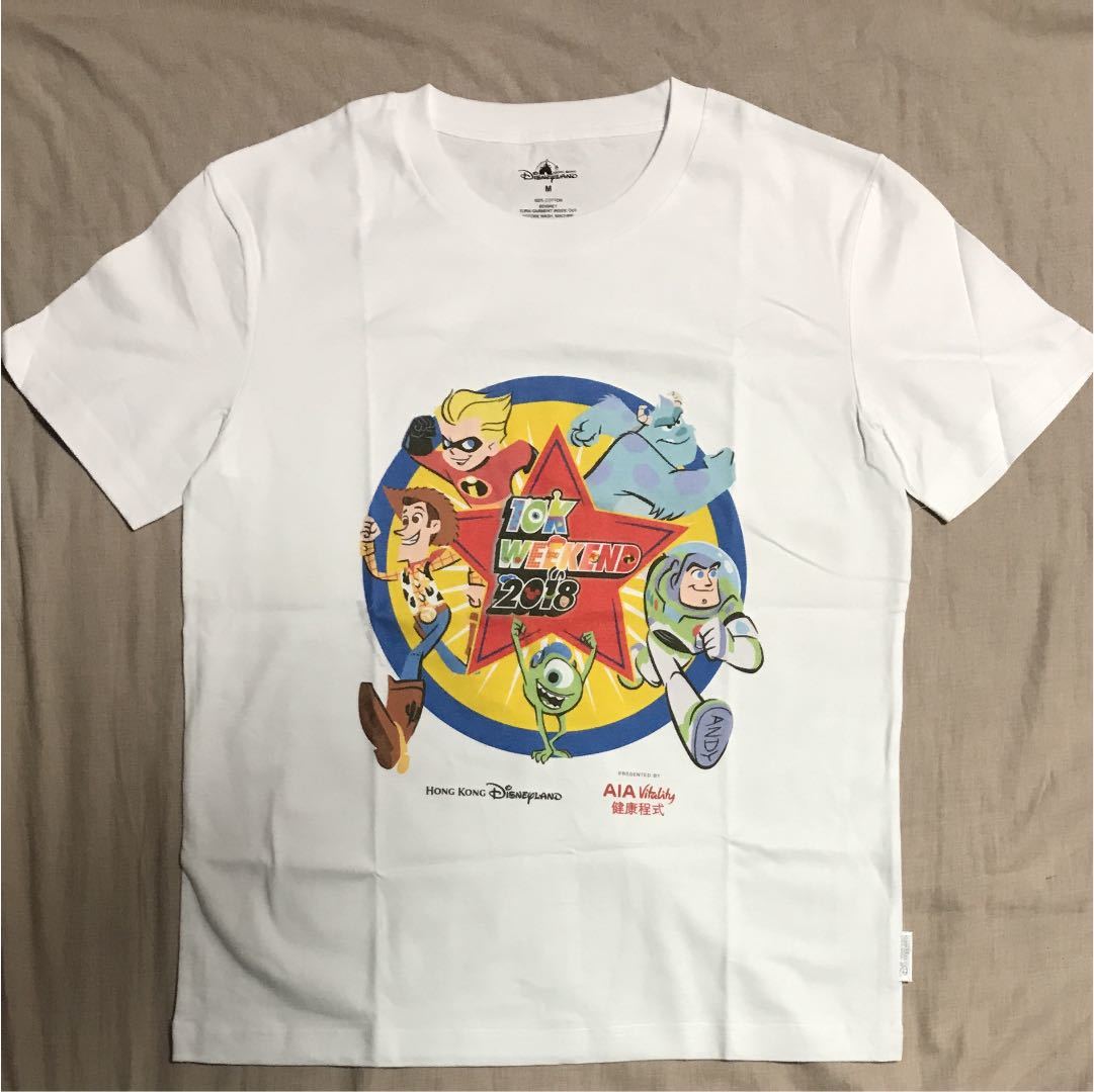 Lサイズ 2018 ディズニーラン Tシャツ 海外 香港ディズニー トイストーリー モンスターズユニバーシティ インクレディブルファミリー_画像1