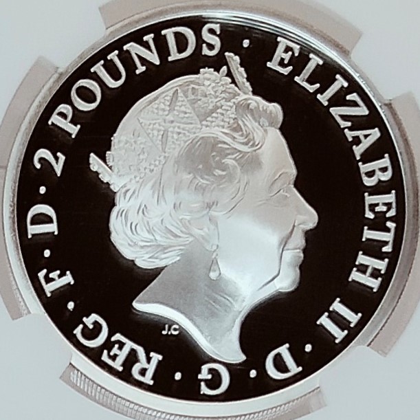 美品 2021 2021 クイーンズ PF69UC ビーストコンプリーター £2銀貨 £2