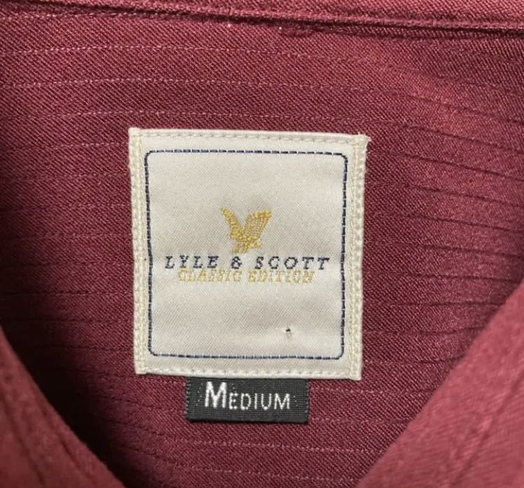 gdo color! bordeaux velour embroidery Logo old clothes shirt LYLE&SCOTT