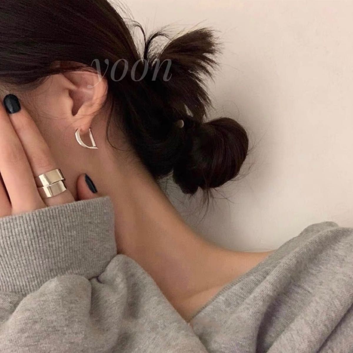 Dモチーフフープピアス シルバー 韓国 18k zara dior 好きにも Dモチーフフープピアス シルバー 韓国 18k zara dior 好きにも