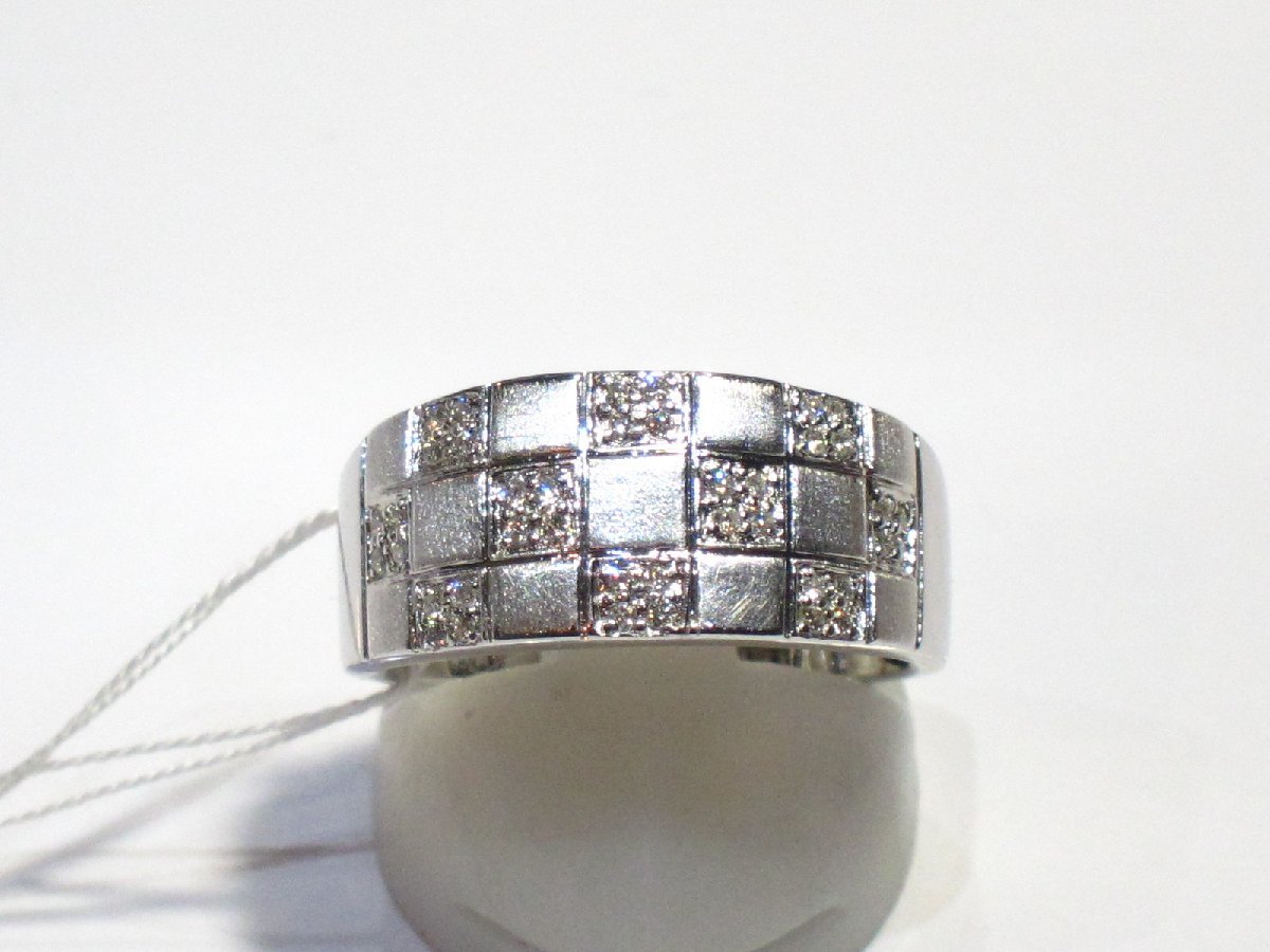 * price cut # stylish # ring # diamond total 0.20ct#K18 white gold #7.6g#17 number # secondhand goods *