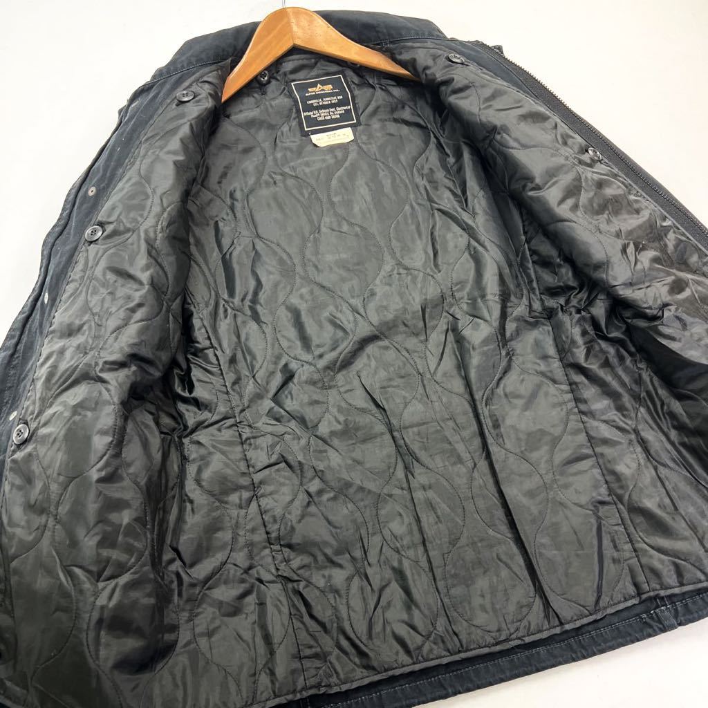 渋い無骨な一着♪ アルファ ☆ Alpha Industries M-65型 ミリタリージャケット くすみブラック 着脱ライナー付 M アメカジ 古着MIX■S945_画像5