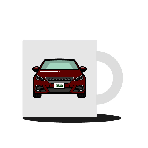 【マグカップ】ナンバープレート入れ・車体色変更可能・ プジョー 308風_画像1