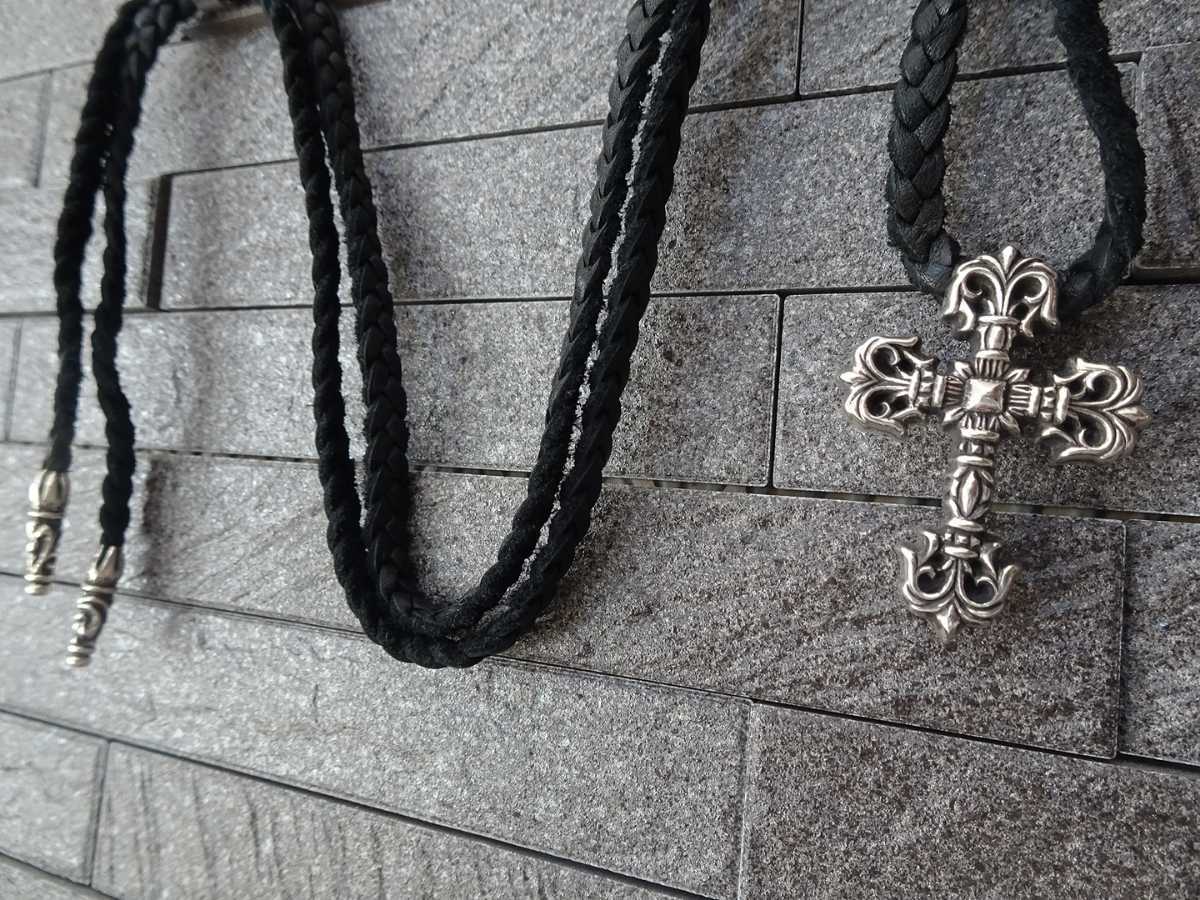 [ прекрасный товар!!] Chrome Hearts CHROME HEARTSfili Gree Cross кожа Blade прокрутить chip колье короткое колье подвеска 