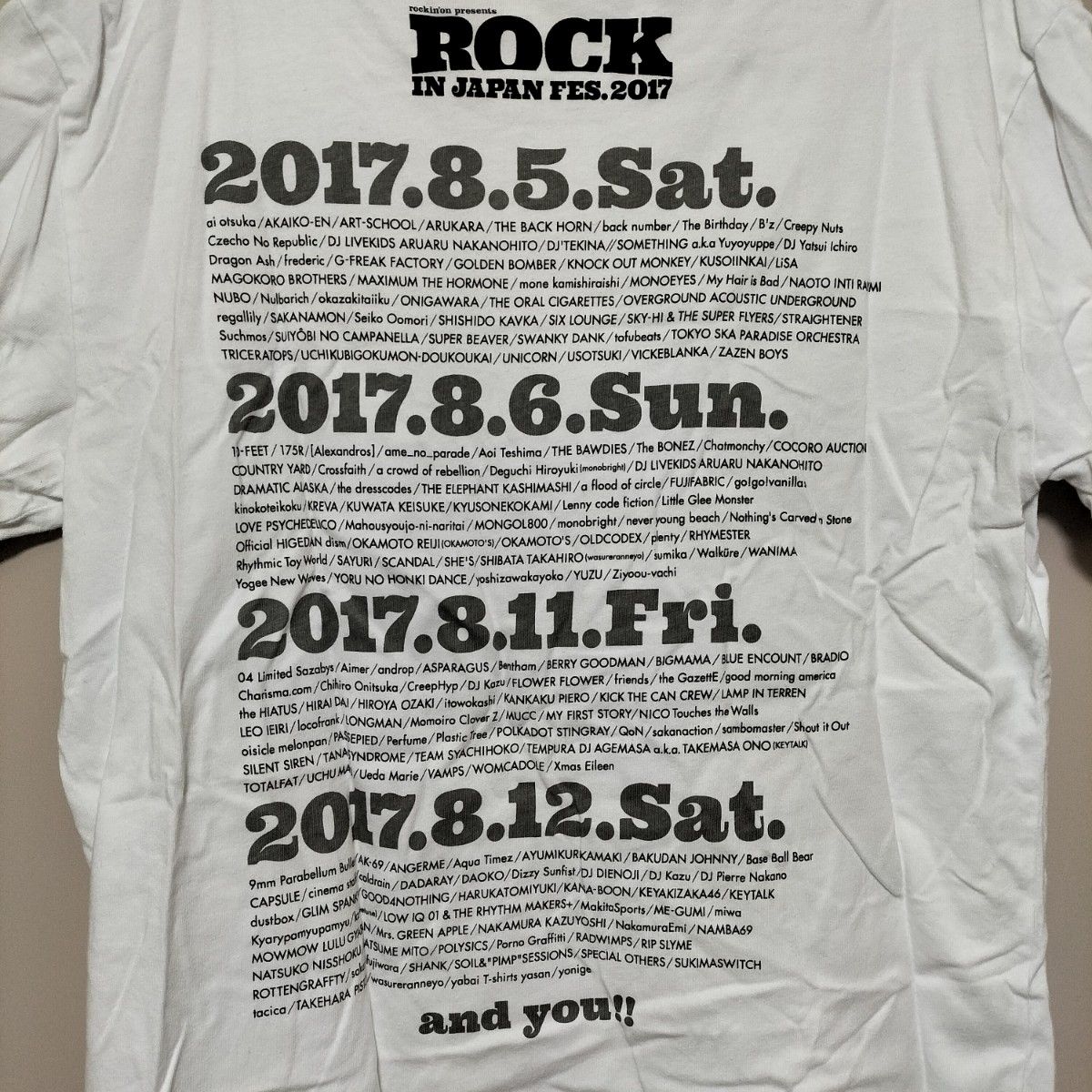 【使用感あり】ROCK IN JAPAN FES 2017 Tシャツ