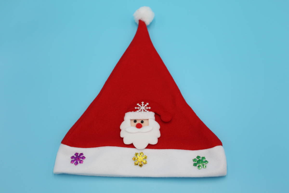 大人用 クリスマス 帽子 サンタクロース 男女兼用 コスチューム用 小物 赤色 小道具 ハット 冬 雪 ジングルベル キャップ キラキラ赤帽_画像2