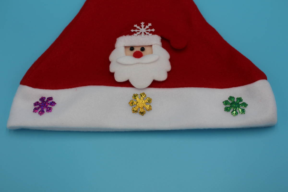 大人用 クリスマス 帽子 サンタクロース 男女兼用 コスチューム用 小物 赤色 小道具 ハット 冬 雪 ジングルベル キャップ キラキラ赤帽_画像3