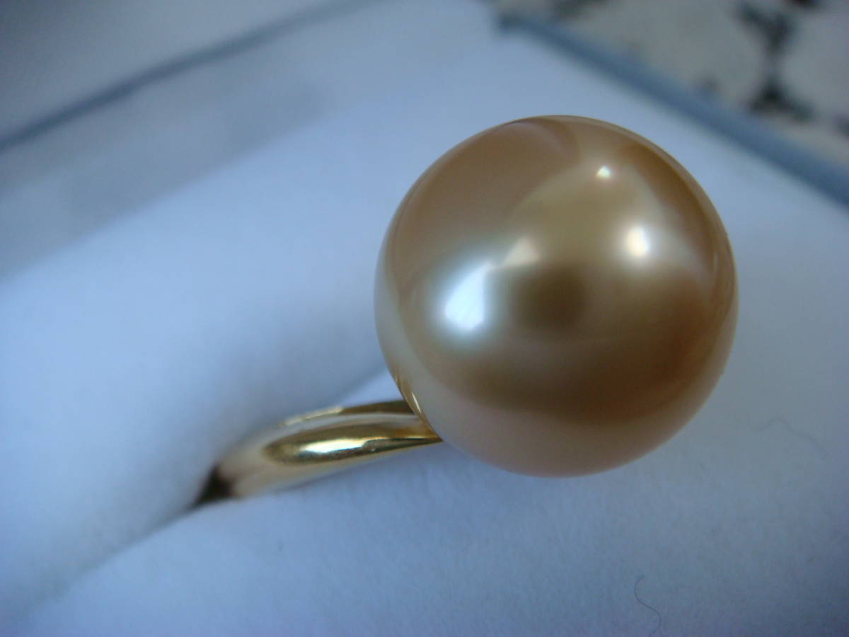 * large Gold pearl 13mm diamond ring *