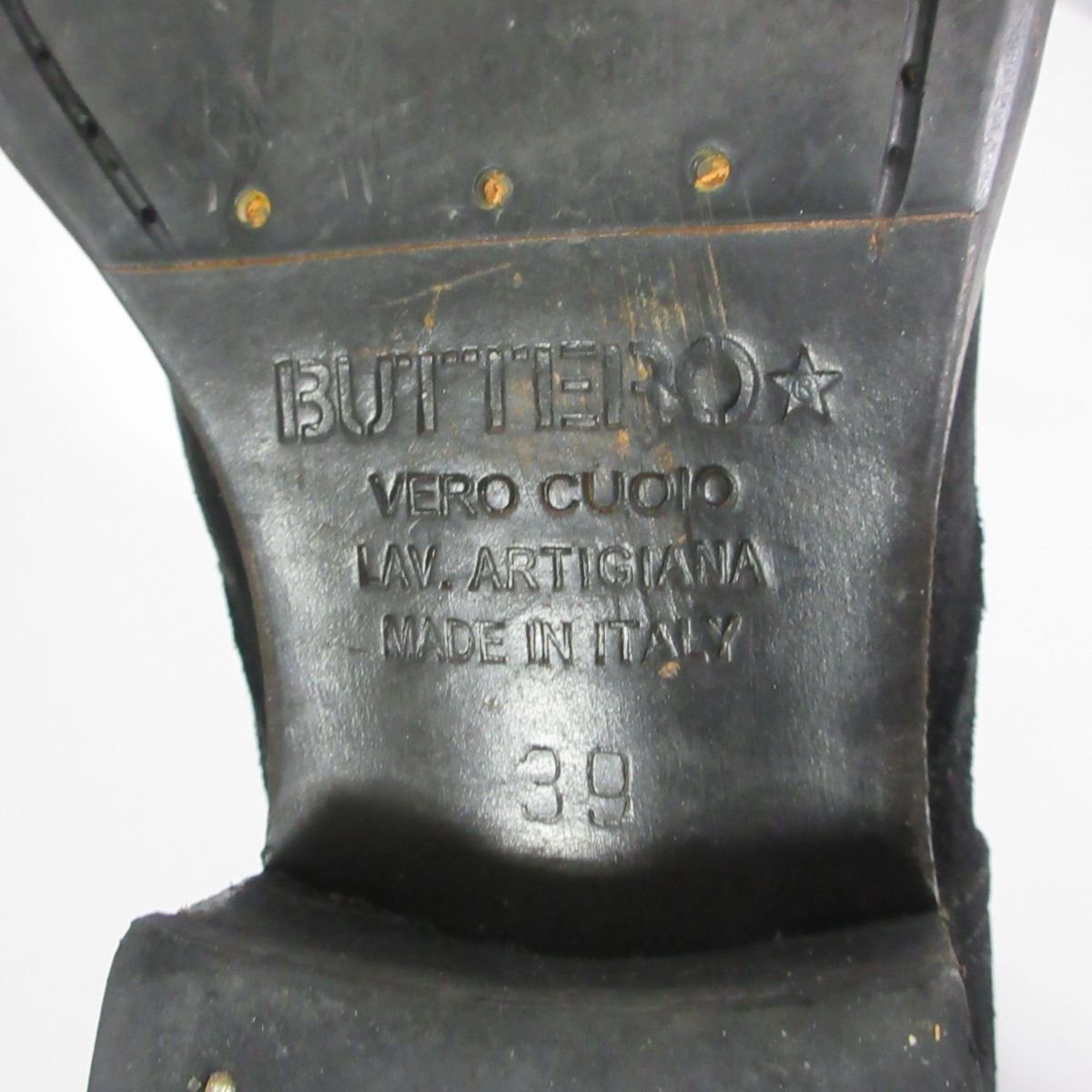 良品 BUTTERO ブッテロ スウェード レースアップ ショートブーツ 39 約25.5cm 黒 ブラック 1104_画像9