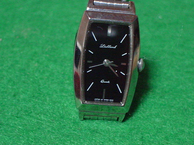 珍品　アンティーク　オリエント　LISBLANK　女性用腕時計　角型　ブラック　JAPAN_画像1