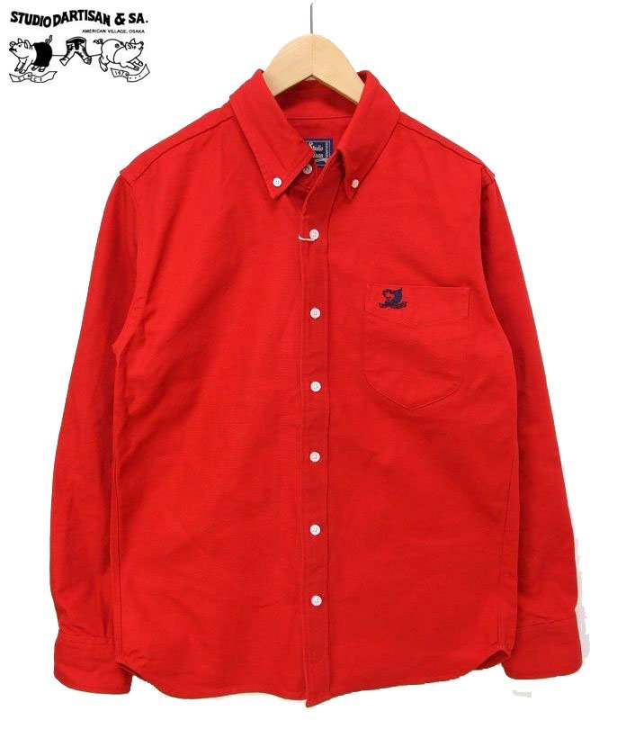 新品 ダルチザン オックスフォードシャツシャツ 赤38(M) 日本製 STUDIO D' ARTISAN スタジオダルチザン メンズシャツ 5681