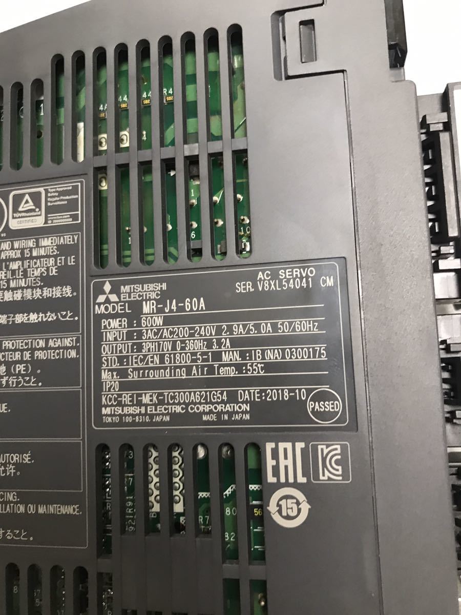 三菱電機 MITSUBISHI サーボアンプMR-J4-60A動作保証 2018年製