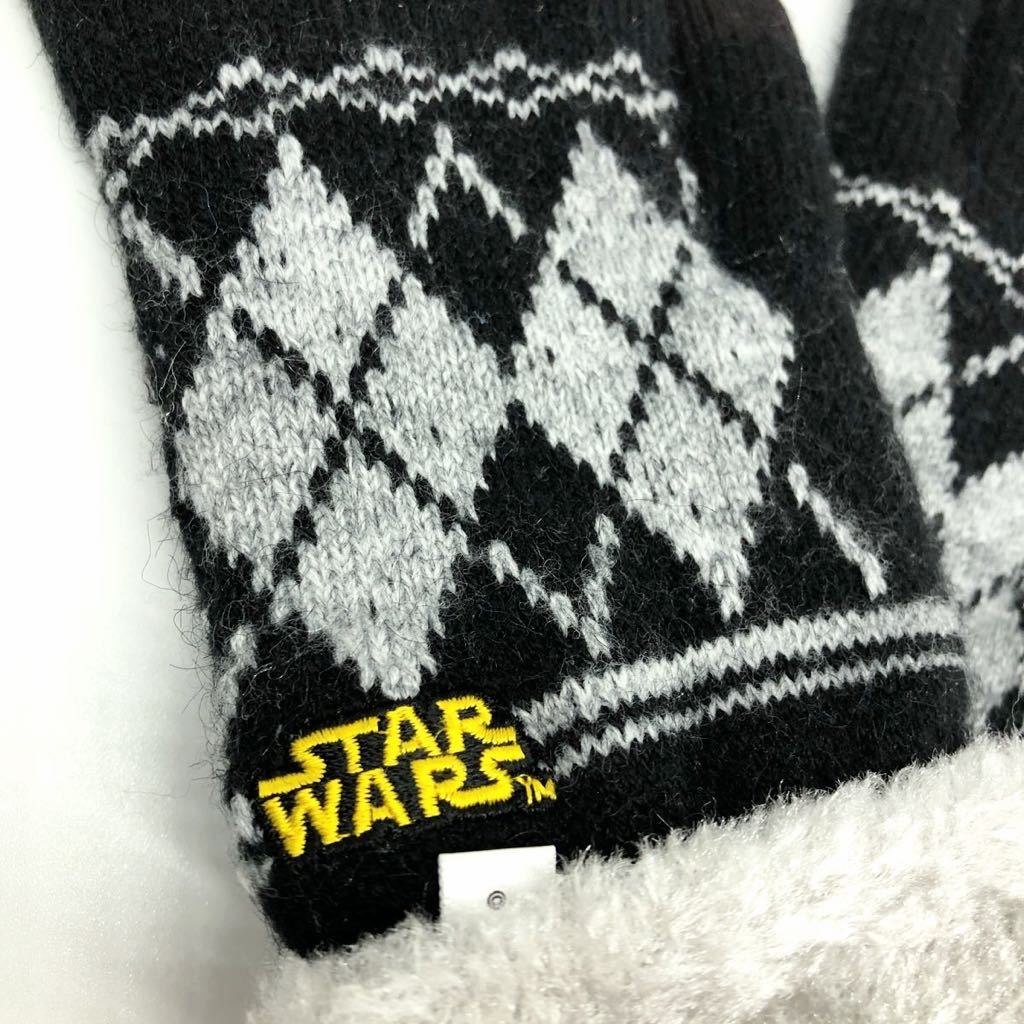 ◆販売終了品◆スターウォーズ【STAR WARS ロゴ 刺繍スマホ対応手袋】裏ボア暖か2重グローブ◆黒_画像2