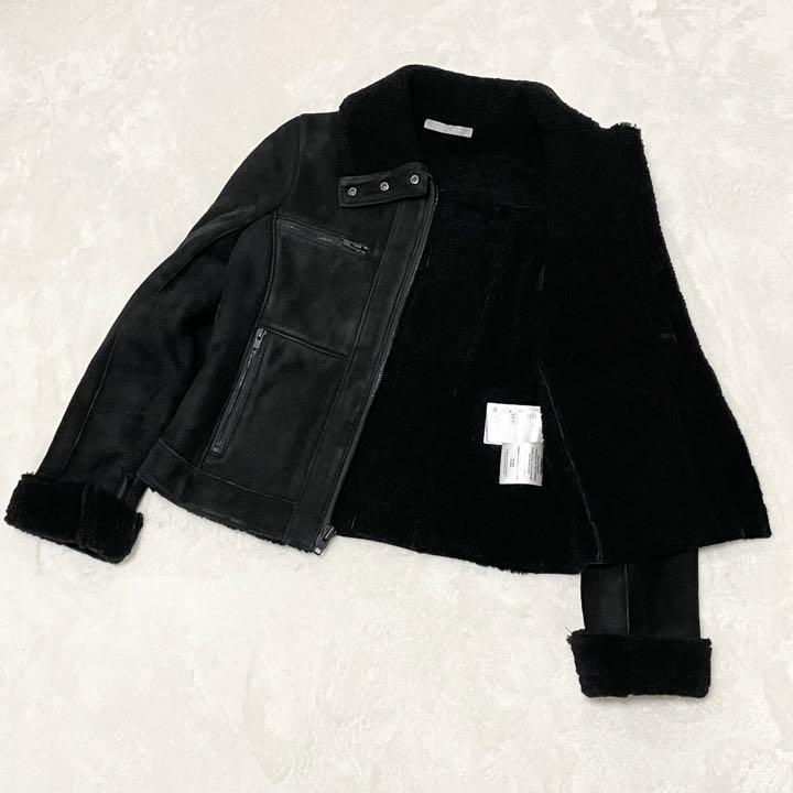 セオリーリュクス ムートンレザーブルゾン ボア ジャケット ブラック
