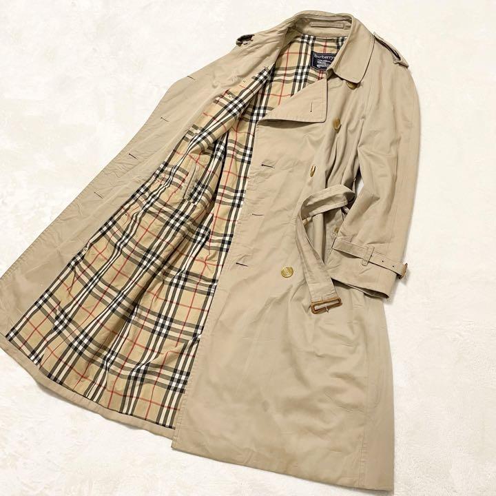 2022新作モデル Burberry 美品! ベルト付ロングコート 裏面ノバ
