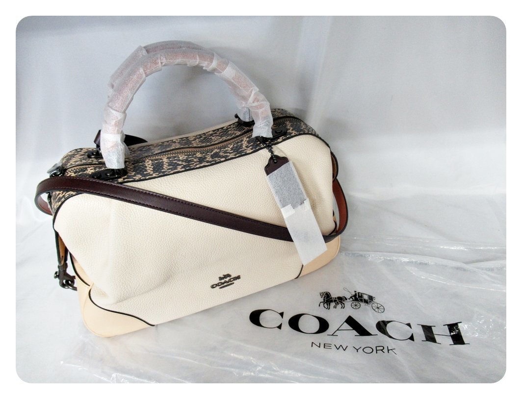 [fns]未使用 COACH コーチ レザー パイソン 2Way ハンド バッグ 69622_画像1