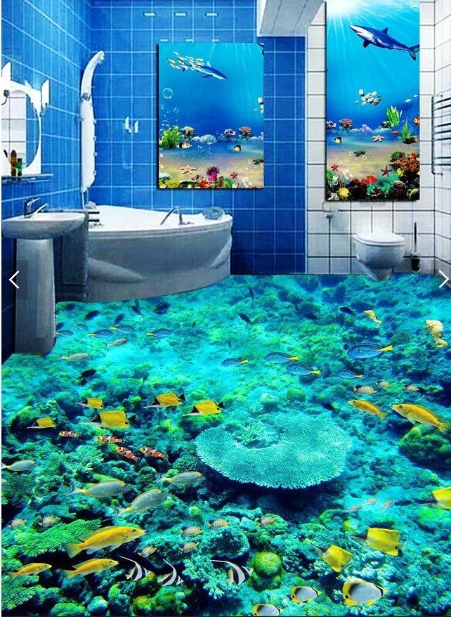 直送商品 C634 巨大 3D フロアマット 5m 海 水族館 風景 景色 ...