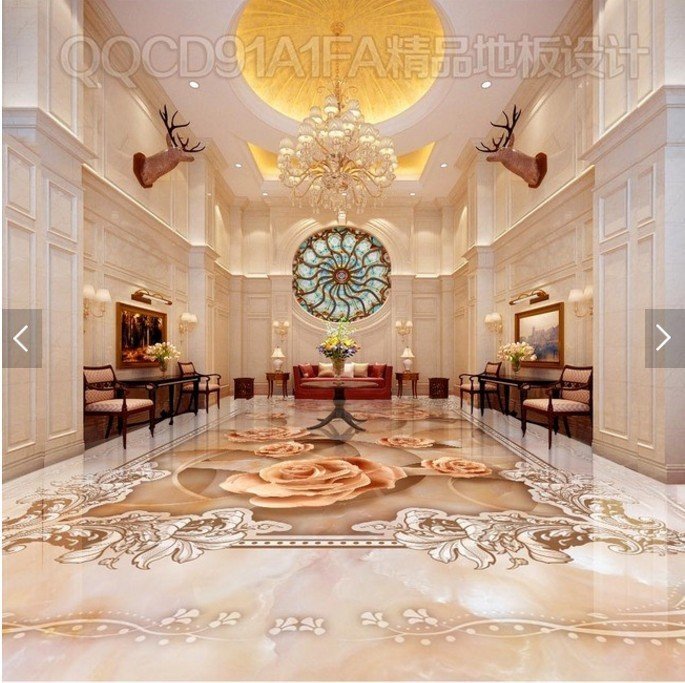 人気の新作 C624 巨大 3D フロアマット 3m 5m モダン 絨毯 花柄 高級ホテル