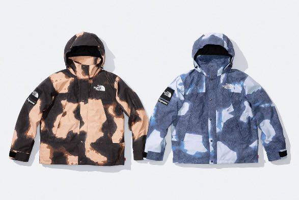 Supreme North Face Bleached Denim Print Mountain jacket black L