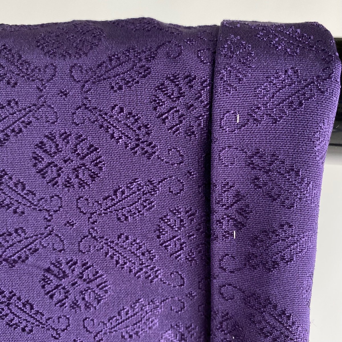 色無地 美品 秀品 袋帯セット 一つ紋 唐織飛鳥 地紋 濃紫 袷 身丈160cm 裄丈67cm M 正絹 【中古】_バイセル 14090_6