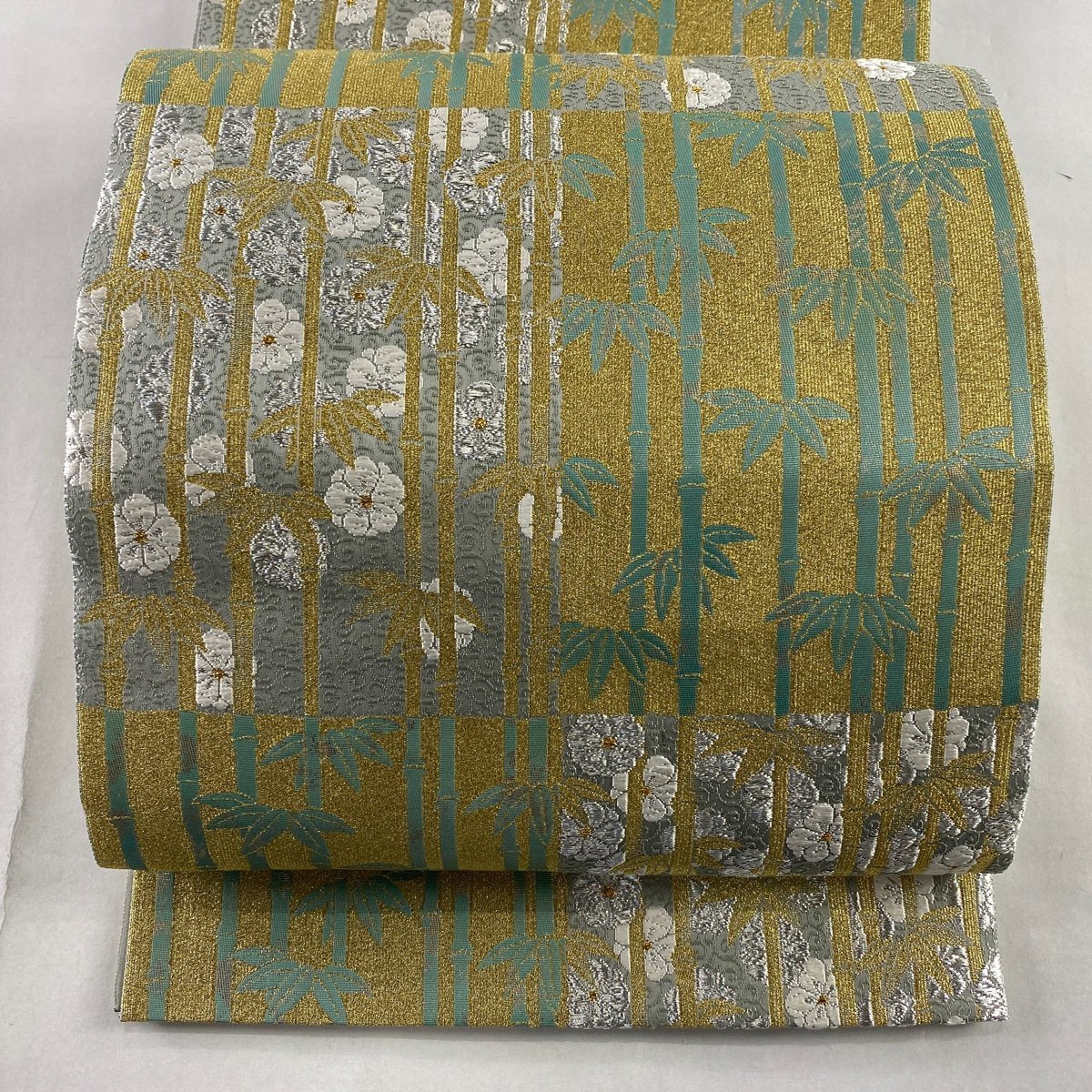 楽天カード分割】 花唐草 竹 名品 美品 袋帯 【競ナビ】 金銀糸 【中古