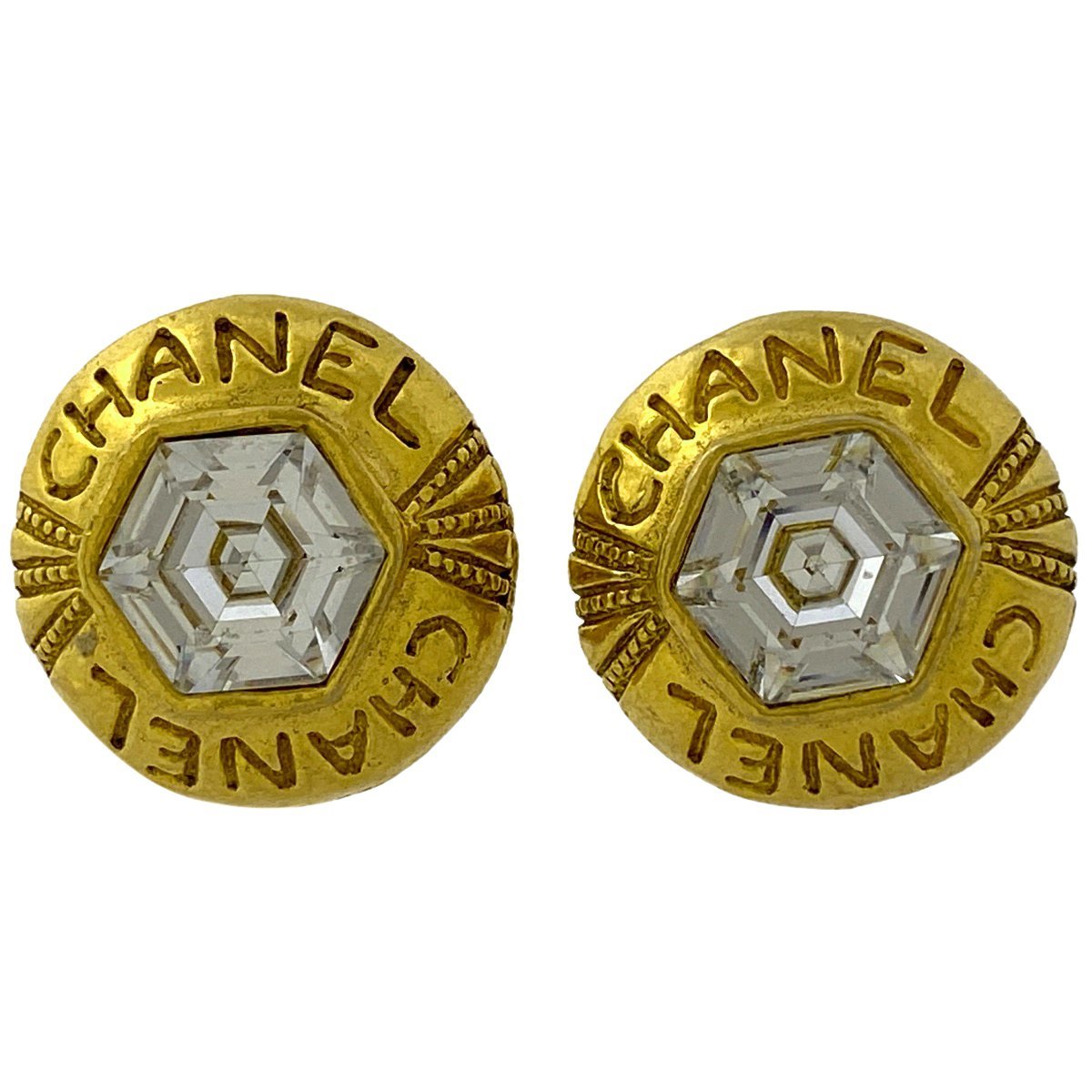 シャネル CHANEL ロゴ ラウンドイヤリング 丸型 イヤリング GP