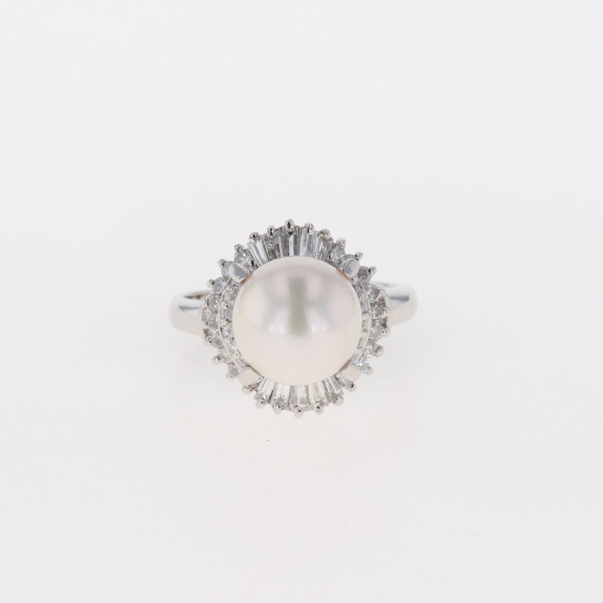 パール デザインリング プラチナ 指輪 メレダイヤ 真珠 リング 約9.5号 Pt900 パール ダイヤモンド レディース 