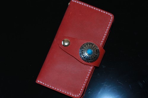  hand .. original leather iphone12/12pro notebook card .. case red Conti .