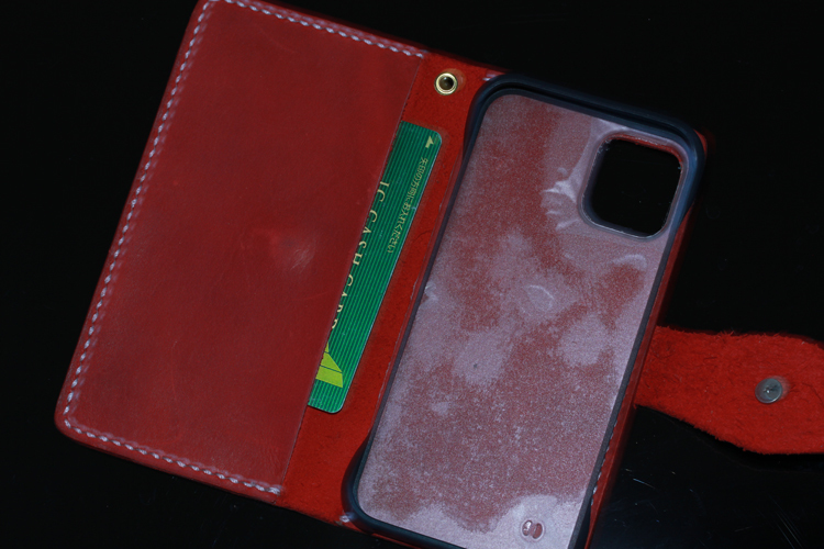  hand .. original leather iphone12/12pro notebook card .. case red Conti .