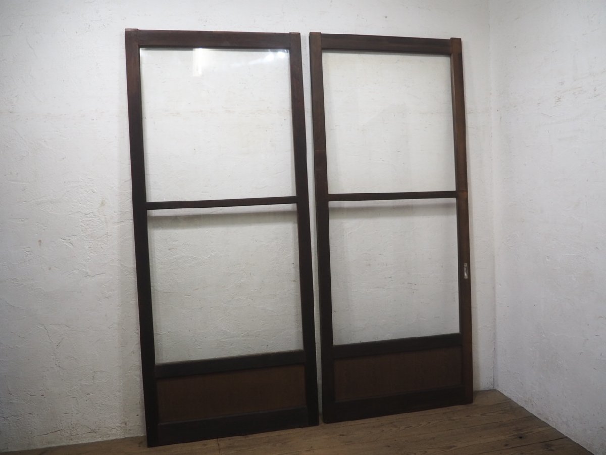 taH0466*(1)[H218cm×W93cm]* extra-large size *.... glass. large wooden sliding door * fittings wave glass door sash entranceway door retro antique N pine 