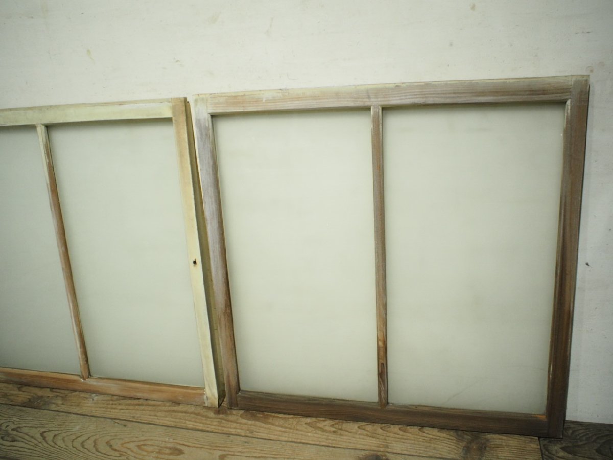 taH0531*(1)[H87cm×W89cm]×2 sheets * Vintage * paint. peel off . old tree frame glass door * fittings sliding door window glass sash store furniture . material retro K under 